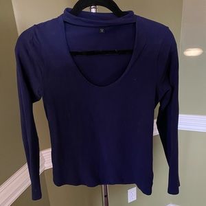 Express Navy cropped long sleeve